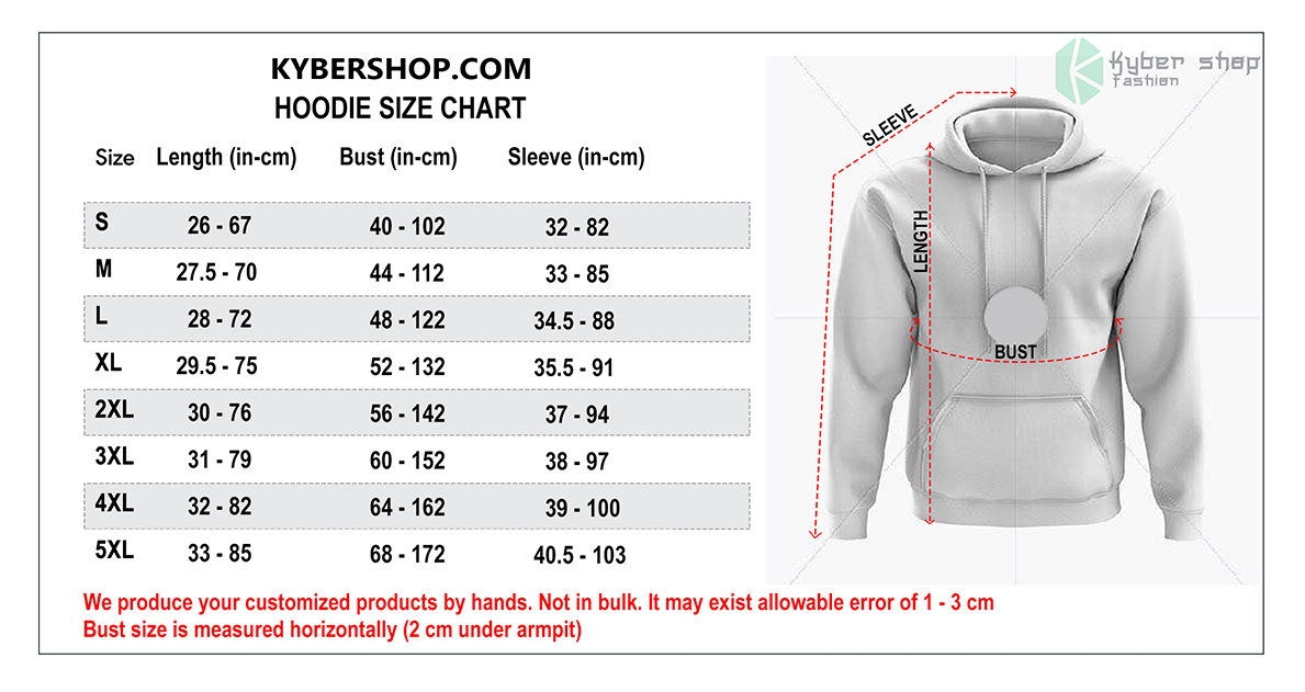 pydlRtk4 Hoodie Size Chart Kybershop